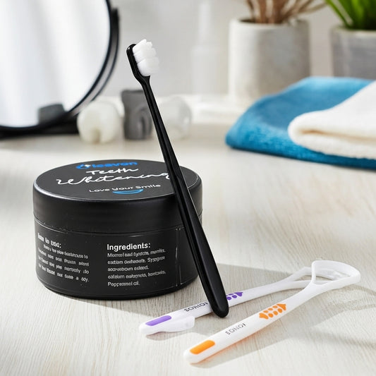 Complete Oral Care Bundle – Teeth Whitening Powder, Micro-Nano Extra Soft Toothbrush & Tongue Cleaner